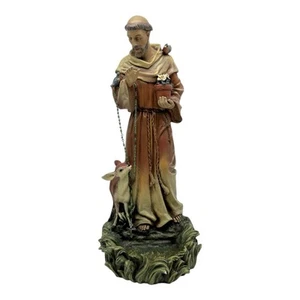 Vintage Roman Joseph Studio St. Francis Birdfeeder Garden Statue 12.5” W/Rosary - Picture 1 of 15