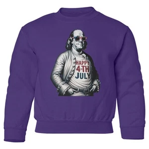 Franklin Happy 4th Of July Tribute - Independence Day Youth Crewneck Sweatshirt - Picture 1 of 9