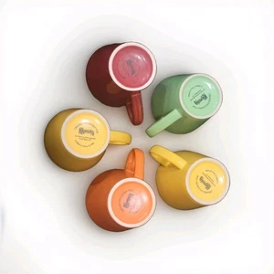 Vntg Set Of 5 Kahlua Colorful Coffee Mugs "Anything Goes" - Picture 1 of 21