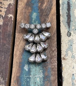 Vintage Rhinestone Waterfall Brooch Bar Top Silver Tone (c1950s) - Bild 1 von 9