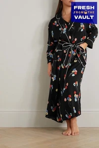 RRP €218 RIXO Robe UK6 US2 IT38 2XS Black Floral Waist Tie Collared - Picture 1 of 5