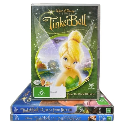 Disney Tinker Bell DVD Movie Bundle 3 Films Set Great Fairy Rescue NeverBeast G - image 1 of 4