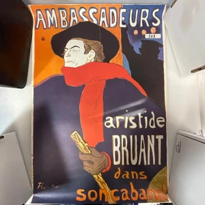 Poster vintage Ambasciatori Aristide Bruant 21,75 pollici x31 a Toulouse-Lautrec - Foto 1 di 11