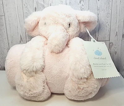 Cobertor de pelúcia rosa Cloud Island elefante e bebê menina 30 x 40 conjunto alvo novo com etiquetas - Imagem 1 de 4