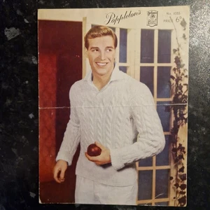 Vintage Knitting Patterns - Poppleton's#1491 - Men's Sweater - Great Condition - Picture 1 of 2