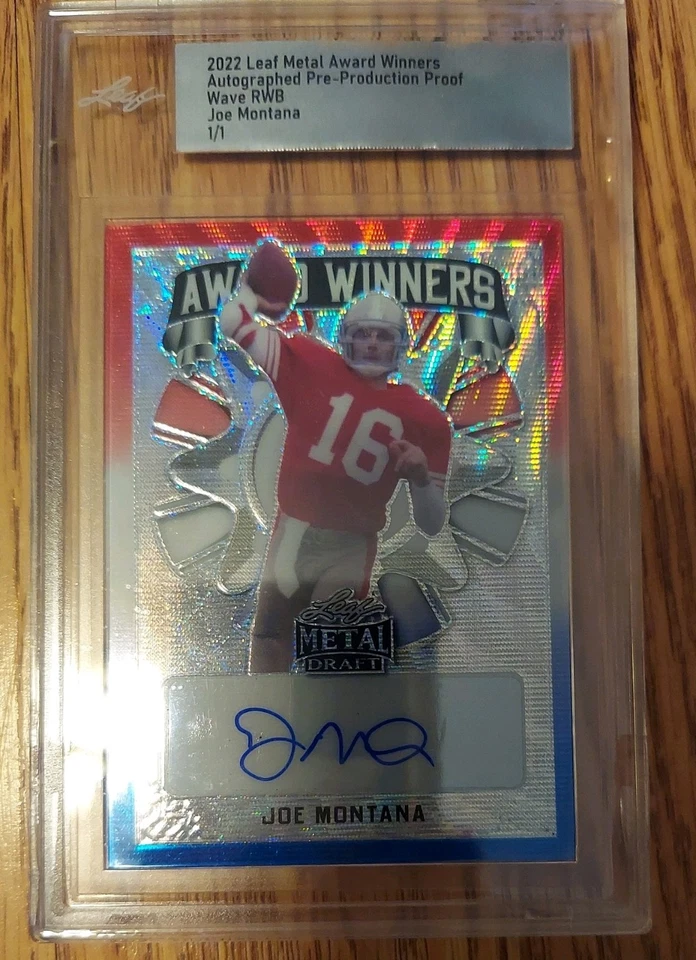Joe Montana 2022 Hoja Metal RWB Onda Salón de la fama automático #1/1 Prueba de preproducción 🔥📈 Foto 1 de 3