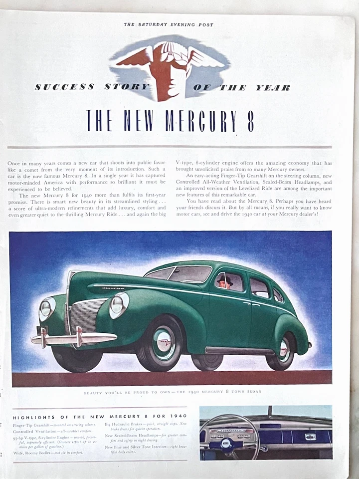 1939 magazine ad for Mercury - Success Story of the Year, Mercury 8 - Image 1 of 1