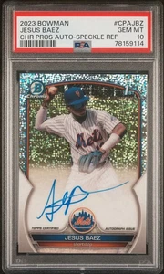 Jesus Baez 2023 Bowman 1st Chrome Speckle Auto /299 New York Mets CPA-JBZ PSA 10 - Picture 1 of 3