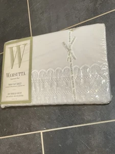 Vintage Wamsutta Beacon Hill White Eyelet Lace Flat Sheet Twin - Picture 1 of 6