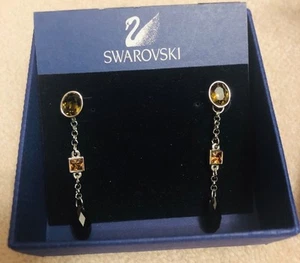 Swarovski Rodem Plated earrings with crystals. - Picture 1 of 9