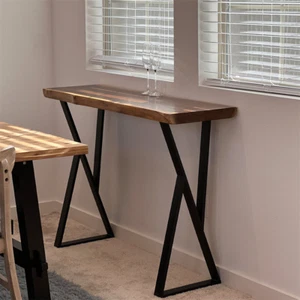 Rustic Teak Wood Console Table Natural Edge Sofa Table for Living Room Entryway - Picture 1 of 38