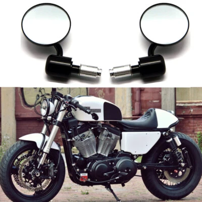 Espejos retrovisores negros CNC para manillar de 7/8" para motocicleta Harley Davidson Café Racer Foto 1 de 4