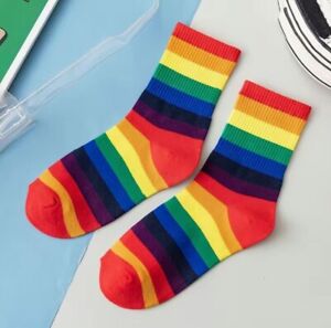 Rainbow Stripe  socks. .  Women’s  OS.   RETRO mid Tube Socks.