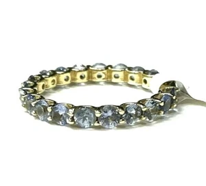Anillo eterno zafiros azul oro amarillo liso 14K talla 6,5 - Imagen 1 de 5