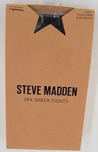 Steve Madden 2pk Sheer Tights 20 Denier Women's Size Large/XL Black - Picture 1 of 3