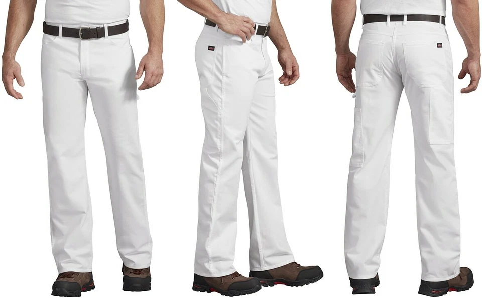 DICKIES MEN’S RELAXED FIT FLEX WHITE PAINTERS PANTS 42 X 30 NWT [A] - Image 1 of 1
