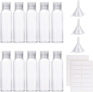 100ML Empty Plastic Bottles+Flip Lids for Hand Gels & Lotion Travel * 10 Pack - Picture 1 of 5