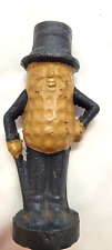 Mr. Peanut Piggy Bank Cast Iron Metal Patina Black & Brown  5.25" tall