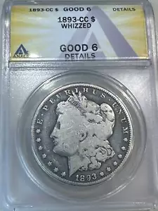 1993 cc Morgan Silver Dollar ANACS G-6 WHIZZED - Bild 1 von 2