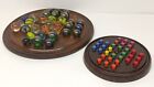 2 X Vintage Solitaire Board Marbles Pegs 60s Wood Bakelite Game Merit