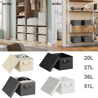Aufbewahrungsbox mit Deckel 1/3/5er Set Stoff Faltbox Lagerbox Regalbox 20-51L - Bild 1 von 4