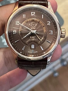 Gv2 By Gevril Men's 42305 Giromondo Brown Dial Brown Leather Date Swiss Watch - Picture 1 of 15