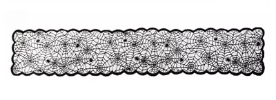 Lace Table Runner or Mantel Scarf Halloween 13" x 72" Black Creepy Crawly   - Image 1 of 4
