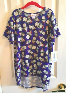 NWT LuLaRoe Girls Sz 10 Uncle Sam Americana Short Sleeve Gracie Shirt - Picture 1 of 1