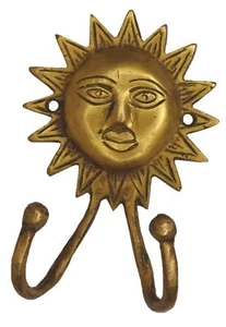 Lord Sun Shape Victorian Antique Style Handmade Brass Cloth Key Wall Hanger Hook - Picture 1 of 8