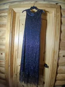 Harlow Nites Mesh Sheer Maxi Dress Blk. Metalic Sz 12 - Picture 1 of 11