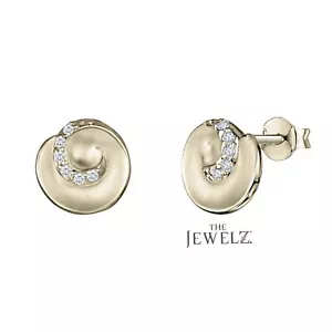 14K Gold 0.06 CT VS/F-G Diamond Round Swirl Design Studs Earrings - The Jewelz - Picture 1 of 3