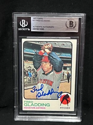 FRED GLADDING ASTROS SIGNED AUTOGRAPH AUTO 1970 TOPPS CARD #17 BAS BECKETT - Image 1 of 2
