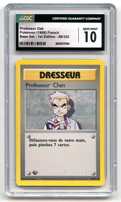 CGC 10 GEM MINT French Professor Oak Professeur Chen Base 1st Edition 88/102 -94 - Image 1 of 2