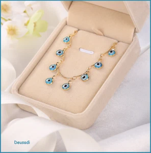 PRECIOSO COLLAR DE ORO LAMINADO AMARILLO, CON OJOS DE CRISTAL PARA LUCIR BIEN - Imagen 1 de 3