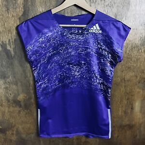 Adidas Adizero Women Activewear Shirt Top Purple Mesh Front UK 8 US Small