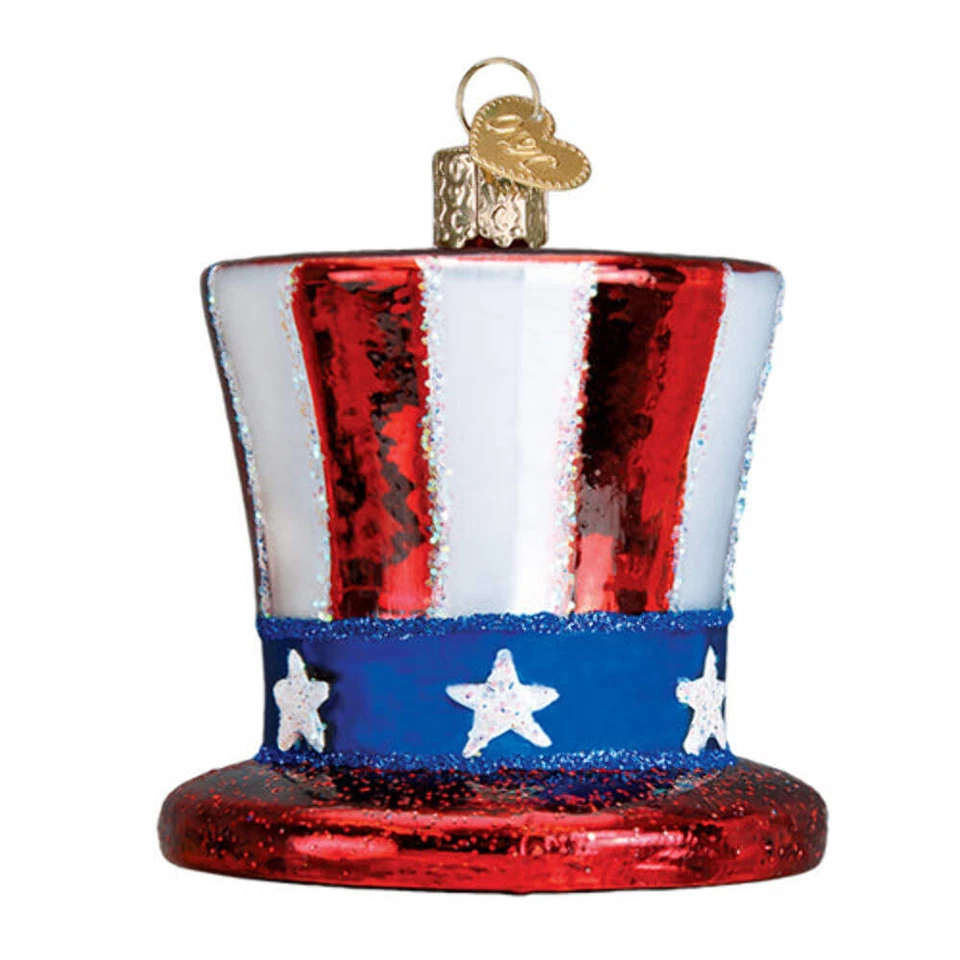 Old World Christmas Uncle Sam's Hat Patriotic Glass Ornament 36206 BOX