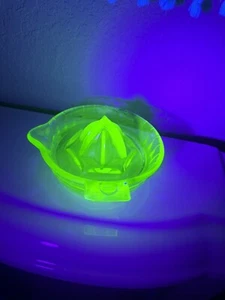 Vintage Uranium Vaseline Depression Glass Juicer  - Picture 1 of 6