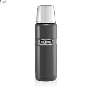 Thermos 470ml Stainless Steel Gun Metal Grey Hot Cold Flip Lid Travel Flask