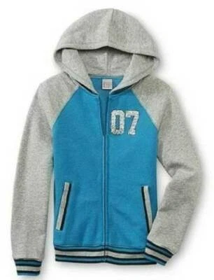 Girls Fleece Jacket 14/16 Hooded CRB Blue Gray Zip Front Long Sleeve - Image 1 of 4