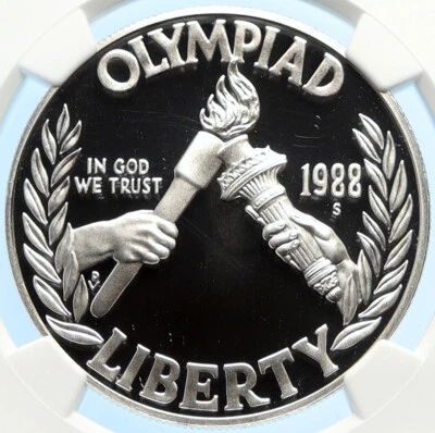 1988 S UNITED STATES US Olympics Seoul Korea Proof SILVER Dollar Coin NGC i97839 - Image 1 of 4