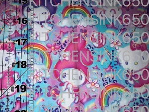 Custom Hello Kit Friends Blue 100% Cotton 1/4 Yard 10”X 56" Ships Fast - Picture 1 of 2