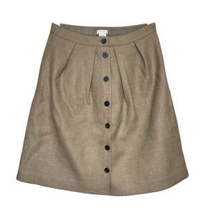 J.Crew Skirt Pleated Button Up 100% Wool with Polyester Lining Size 4 - Picture 1 of 7