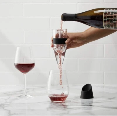 Houdini Red Wine Aerator with Base, 6 inches, Black/Silver - Image 1 of 4