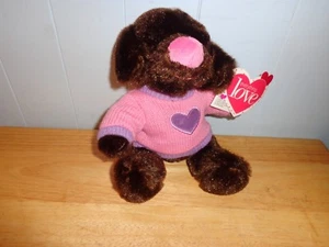 AMIGOS TRENDY SWEATER FRIENDS DARK CHOCOLATE PLUSH PINK SWEATER TEDDY BEAR - Picture 1 of 9