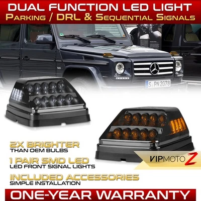 [Sequential]LED Smoke Turn Signal Lamp For 1990-2018 Benz G-Class W463 G500 G550 - Image 1 of 4