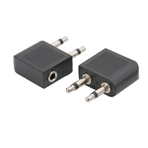 3.5mm dual male Jack Airline Airplane Earphone Headset Audio Travel plug - Picture 1 of 7