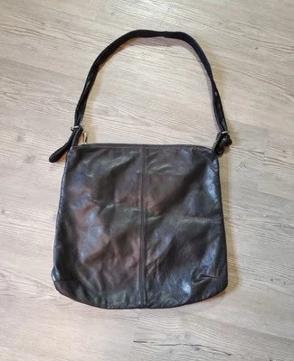 Pulicati Black Genuine Leather Large Tote Handbag Purse Made in Italy Pre Owned Foto 1 de 4