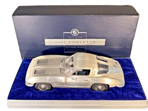 RARE 1:12 1963 PEWTER SILVER CORVETTE COA BOX FRANKLIN MINT LE #0043/1000 USA - Picture 1 of 17