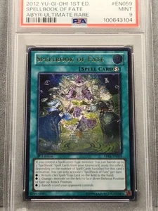 PSA 9 2012 YUGIOH ABYR-EN059 SPELLBOOK OF FATE 1ST EDITION ULTIMATE RARE MINT - Picture 1 of 12