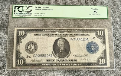 Fr. 914 1914 $10 Federal Reserve Note, Philadelphia - PCGS Graded VF 25 - Image 1 of 4